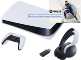 Consola - Sony PS5 Digital Edition C, 825GB, 4K HDR, Blanco + Auriculares gaming Pulse 3D + Juego FIFA 23 (Código de descarga)