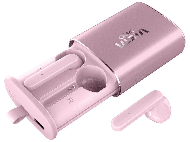 Auriculares Bluetooth - Vieta Pro True Wireless Done Plus MK008LP, Micrófono, Control Táctil, Rosa