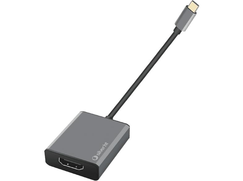 Adaptador - SilverHT Logan, HDMI a USB-C, 4K, 10 cm, Gris