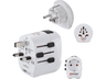 Adaptador enchufe - World to Europe Hama, 2 entradas USB, 250 V, Compatible con hasta 200 países, Blanco