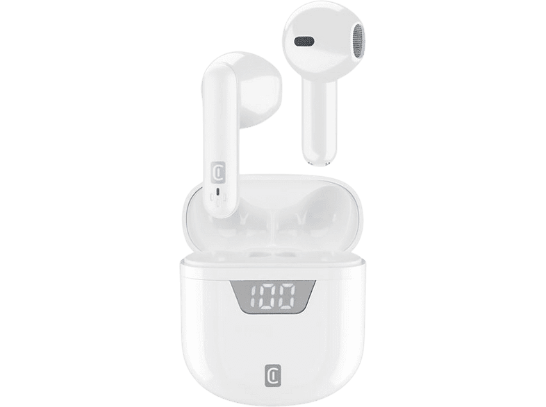 Auriculares inalámbricos - Cellular Line Seek, De botón, Bluetooth, USB-C, Blanco + Estuche de carga