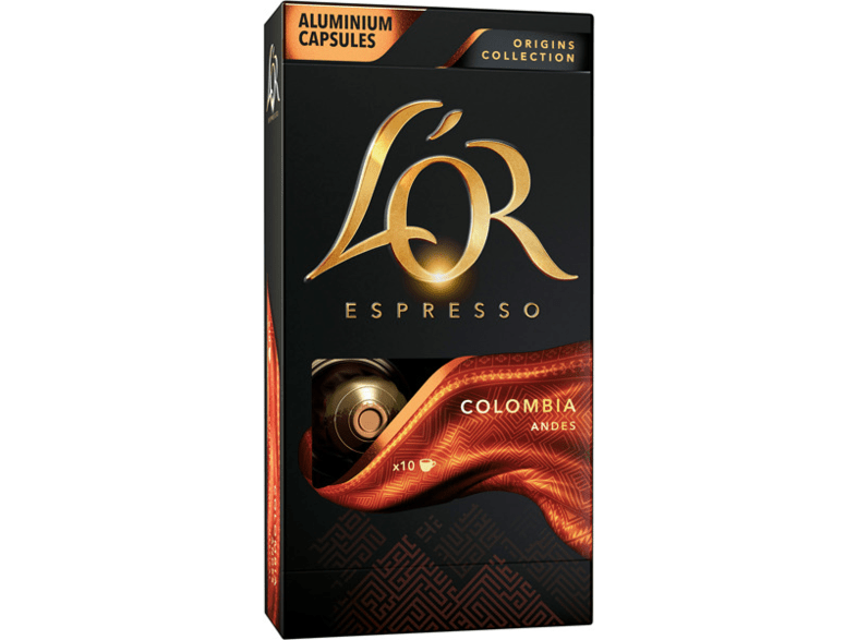 Cápsulas monodosis - L'OR ESPRESSO Colombia Andes,  pack 10, Compatibles con Nespresso