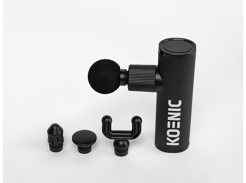 Masajeador - Koenic Lite, 4 Velocidades, Pistola masaje, 4 cabezales, Negro