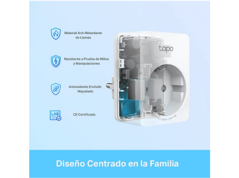 Enchufe inteligente - ‎TP-Link Tapo P110 Mini Smart Wi-Fi, Bluetooth 4.2, Temporizador, Modo Ausente, Blanco