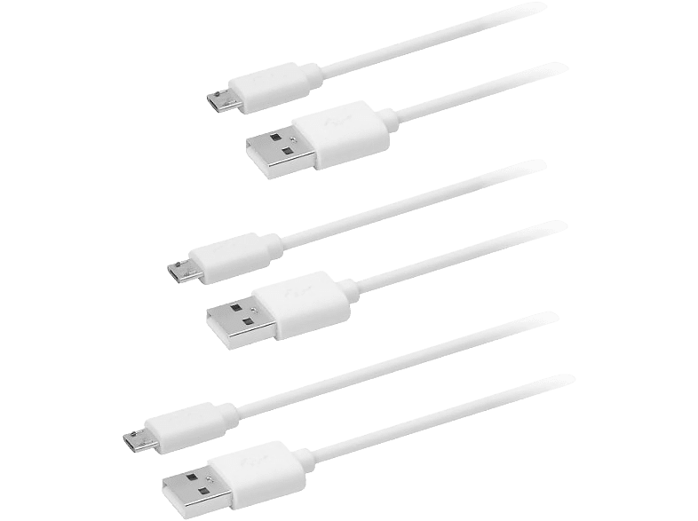 Cable USB - OK OZB-503, De USB a Micro USB, Pack de 3, Tamaños diferentes, Blanco