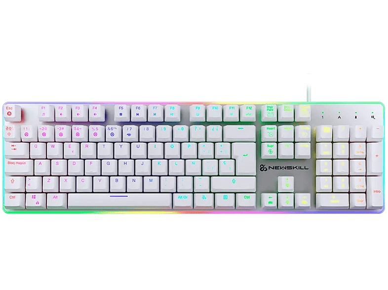 Teclado gaming - Newskill Gungnyr Pro, USB, Retroiluminación RGB, Blanco