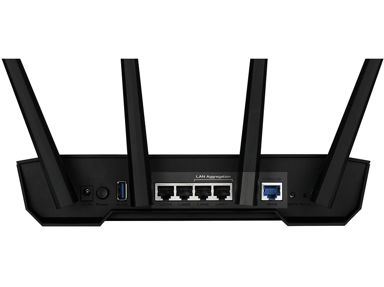 Router gaming - ASUS TUF AX3000, WiFi 6, 2402 mbps, Doble banda (2,4 GHz / 5 GHz), Negro