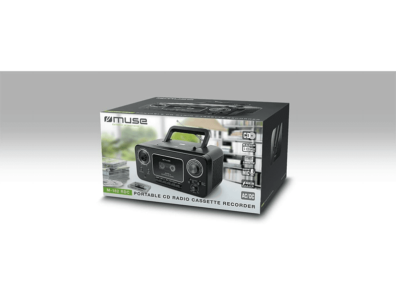 Radio portátil - Muse M-182 RDC, Lector CD, Por Pilas y corriente, Negro