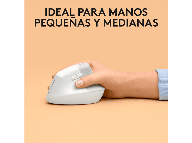 Ratón inalámbrico - Logitech Lift Vertical para Mac, Ergonómico, Inalámbrico, 4000 ppp, Blanco