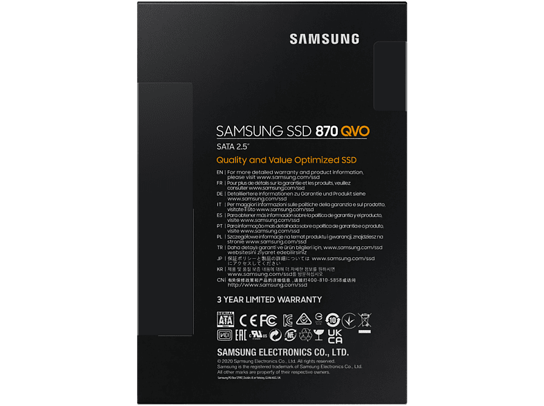 Disco duro SSD - Samsung 870 QVO, 2 TB, SATA 2.5
