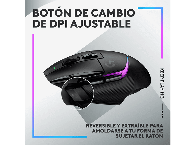 Ratón gaming - Logitech G G502 X Plus, Inalámbrico, Lightforce, Lightspeed, RGB Lightsync, 25.600 ppp, Negro