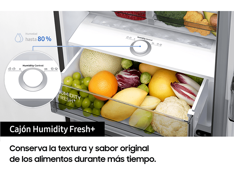 Frigorífico combi -  Samsung SMART AI RB38C776CS9/EF, All-Around Cooling, 200 cm, 390L, No Frost, Metal Cooling, WiFi, Inox
