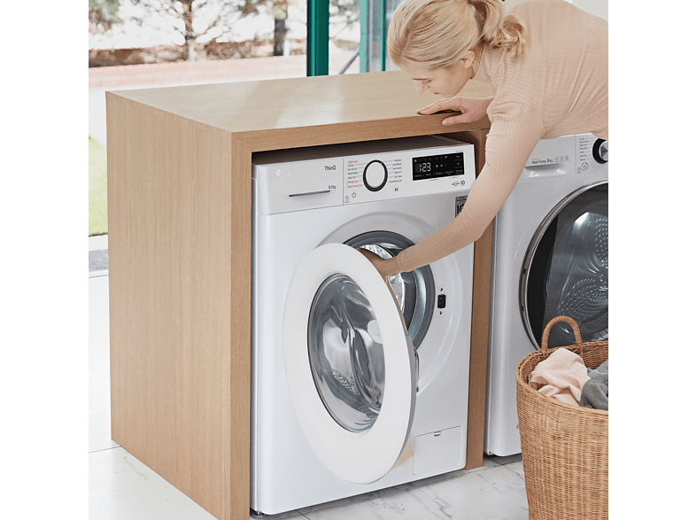 Lavadora carga frontal - LG F2WV3058S3W, AI Direct Drive™ con Vapor, 8.5 kg, 1200 rpm, 12 programas, Blanco