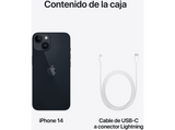 Apple iPhone 14, Medianoche, 256 GB, 5G, 6.1 OLED Super Retina XDR, Chip A15 Bionic, iOS