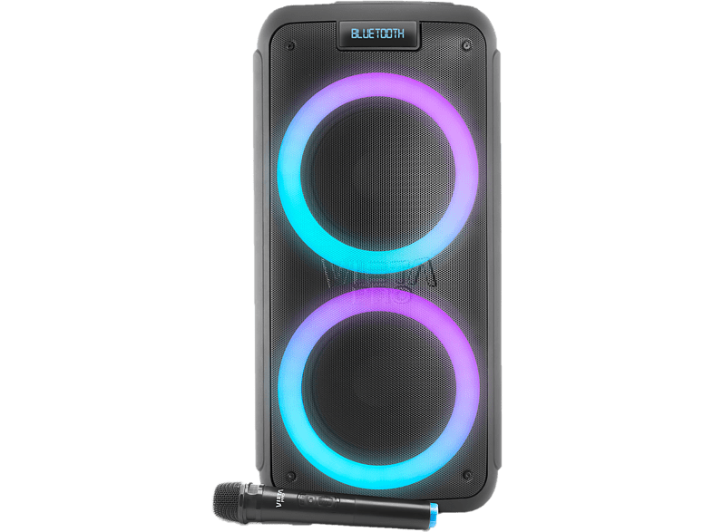 Altavoz de gran potencia - Vieta Pro Party 20, 500 W, Bluetooth, Micrófono inalámbrico, 9 hs de autonomía, Negro