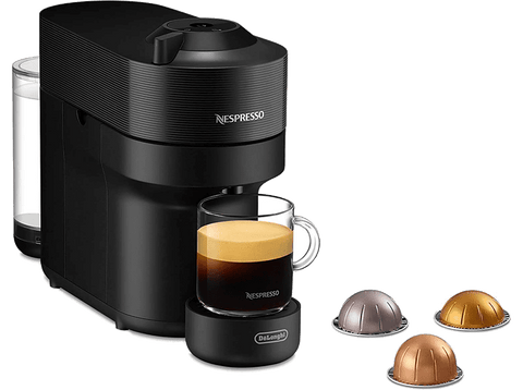 Cafetera de cápsulas - De'Longhi Nespresso Vertuo Pop ENV90.B, 0.56 l, 1350 W, Tecnología de Centrifugación, Negro Regaliz