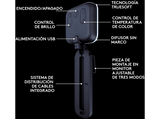 Lámpara - Logitech Litra Glow LED, Luz Streaming Premium con TrueSoft, Iluminación de ordenador, Soporte ajustable y app para PC/Mac - Negro