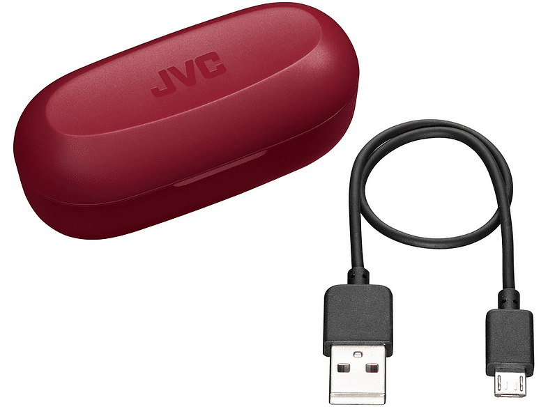 Auriculares inalámbricos - JVC HA-A8TRU, Bluetooth, 15h de autonomía, IPX4, Rojo + Estuche de carga