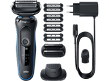 Afeitadora - Braun Series 5 51-B1820S, Autonomía 50 min, Sistema EasyClean, Wet & Dry, EasyClick, Azul