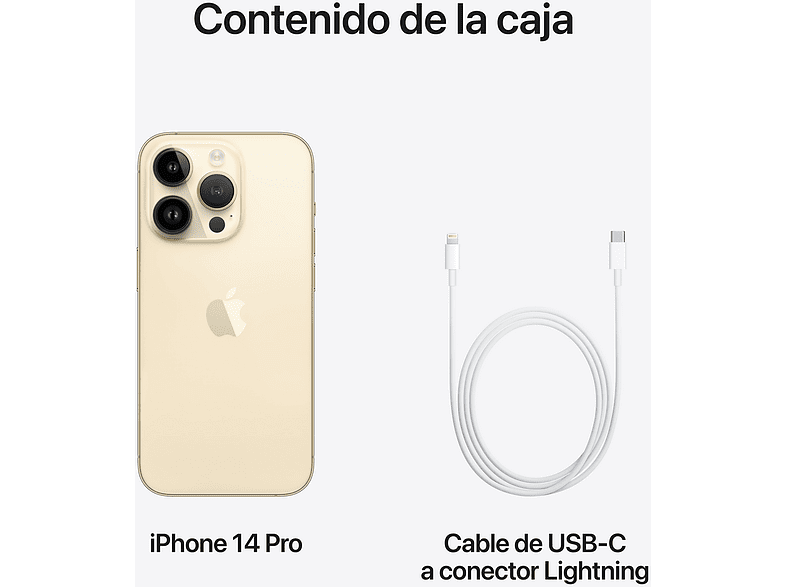 Apple iPhone 14 Pro, Oro, 256 GB, 5G, 6.1, Pantalla Super Retina XDR, Chip A16 Bionic, iOS