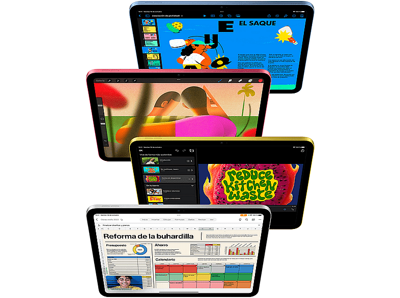 Apple iPad (2022 10ª gen), 64 GB, Amarillo, WiFi+CELL, 10.9, Retina, Chip A14 Bionic, iPadOS 16