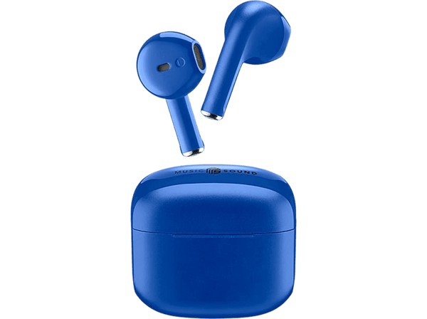 Auriculares True Wireless - Music Sound BTMSTWSSWAGB, De cápsula, Bluetooth,  Autonomía de hasta 20 h, Azul