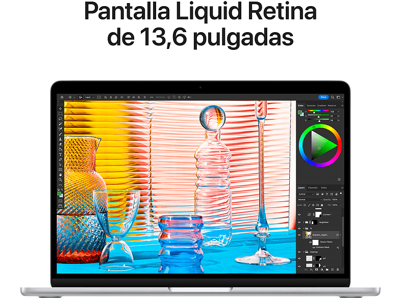 Apple MacBook Air (2022), 13,6 Retina, Chip M2 de Apple, GPU 8 Núcleos, 8 GB, 256 GB SSD, macOS, Teclado Magic Keyboard Touch ID, Plata