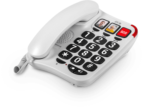Teléfono - SPC Comfort Numbers 2, Fijo, Análogo, Para Mayores, Teclas grandes, Para audífonos, Blanco