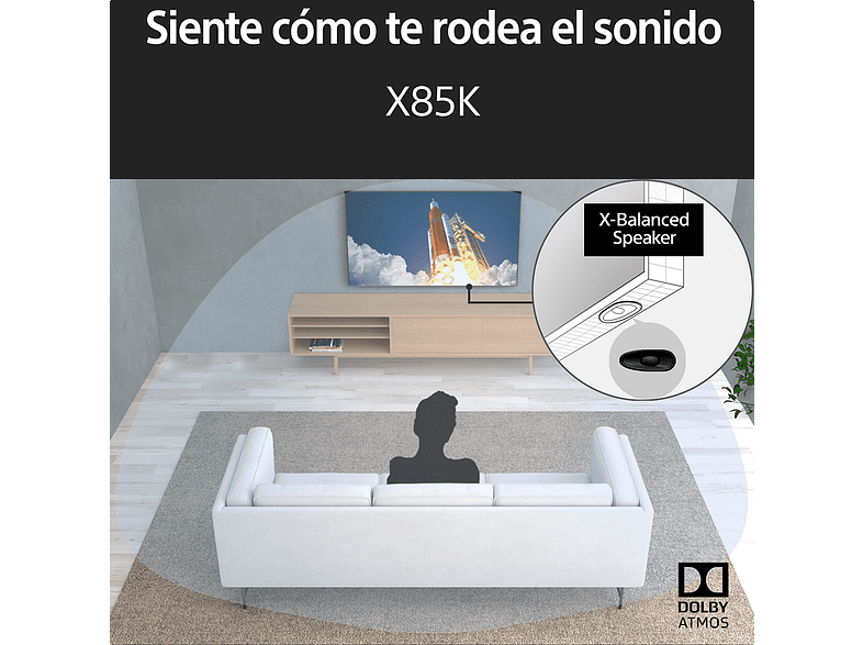 TV LED 50 - Sony 50X85K, 4K para Gaming/Netflix/Youtube, Smart TV (Google TV), HDMI 2.1,  Dolby Vision, Atmos, Asistentes de voz, Triluminos Pro