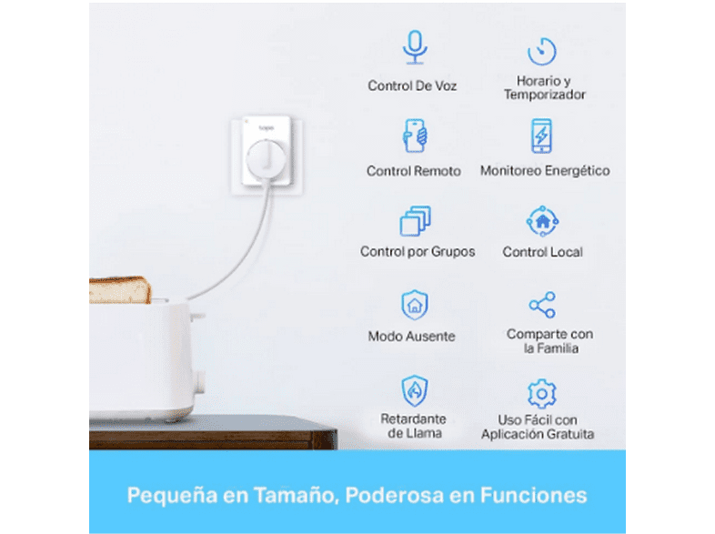 Enchufe inteligente - ‎TP-Link Tapo P110 Mini Smart Wi-Fi, Bluetooth 4.2, Temporizador, Modo Ausente, Blanco