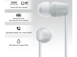 Auriculares inalámbricos - Sony WI-C100, Micrófono, 25 horas de batería, Asistentes de voz, Bluetooth, Blanco