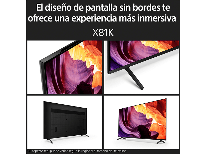 TV LED 55 - Sony 55X81K, 4K HDR, Smart TV (Google TV), Procesador X1, Dolby Vision, Dolby Atmos, Asistentes de voz (Assistente de Google, Alexa)