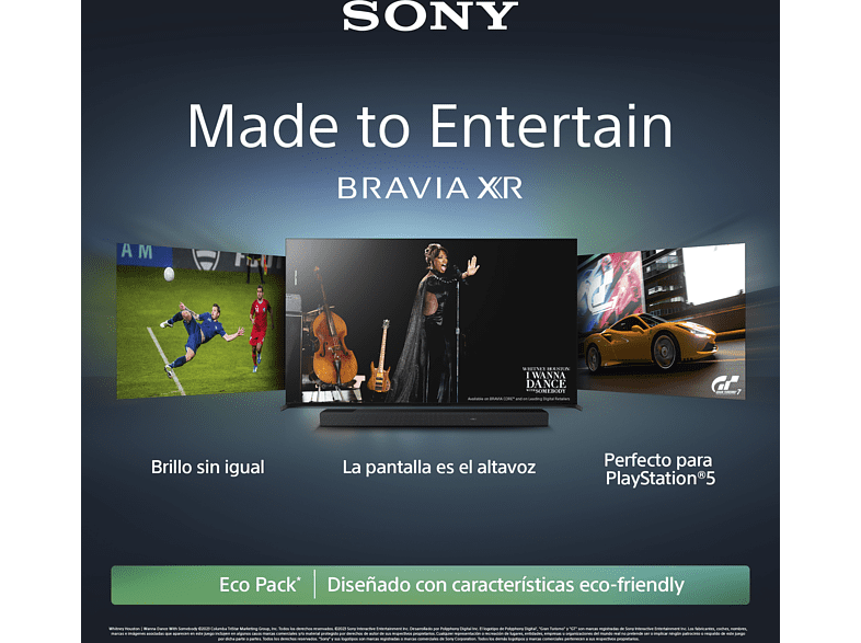 TV OLED 65 - Sony BRAVIA XR 65A80L, 4K HDR 120, HDMI 2.1 Perfecto PS5, Smart TV (Google TV), Alexa, Siri, Bluetooth, Chromecast, Eco, Diseño Elegante