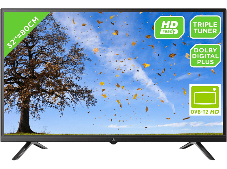 TV LED 32 - OK ODL 32850HC-TB, HD+, 200 cd/m², Dolby Digital Plus, DVB-T2/C/S2, Negro