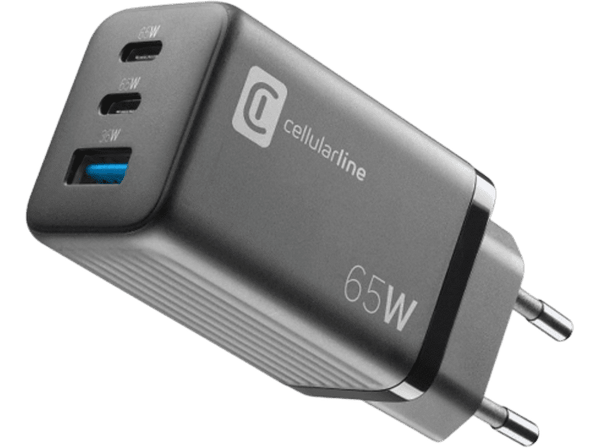 Cargador - Cellular Line ACHUSBGAN3PD65WK, USB - C, Universal, Negro