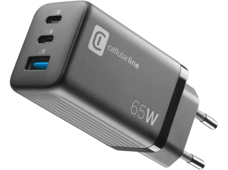 Cargador - Cellular Line ACHUSBGAN3PD65WK, USB - C, Universal, Negro