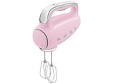 Batidora de mano - Smeg HMF01PKEU 50' Style, Eléctrica, 250 W, 9 Velocidades, Función turbo, LED, Rosa