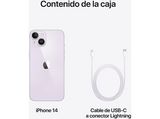 Apple iPhone 14, Púrpura, 512 GB, 5G, 6.1 OLED Super Retina XDR, Chip A15 Bionic, iOS