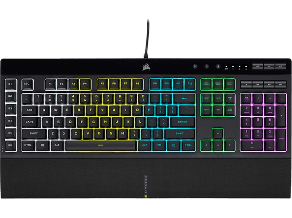 Teclado gaming - Corsair K55 PRO, Con cable, USB, Retroiluminación RGB, 5 zonas, IP42, Anti-ghosting, Negro
