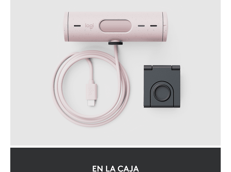 Webcam - Logitech Brio 500, Full HD 1080p, Enfoque automático, Micrófono con reducción de ruido, Rosa