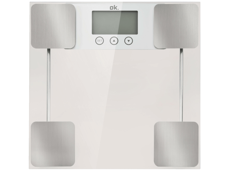 Báscula de baño - OK OPS 200 SILVER Peso máximo 150kg, Precisión de 100g, Pantalla LCD