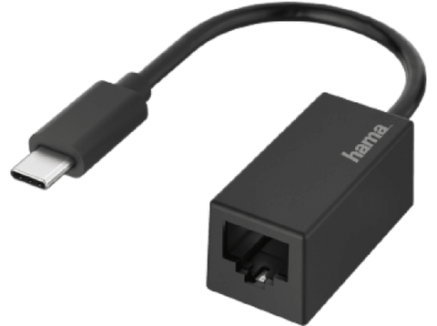 Adaptador USB - Hama 00200322, USB - C 3.1, Para Gigabit Ethernet, Plug & Play, Negro