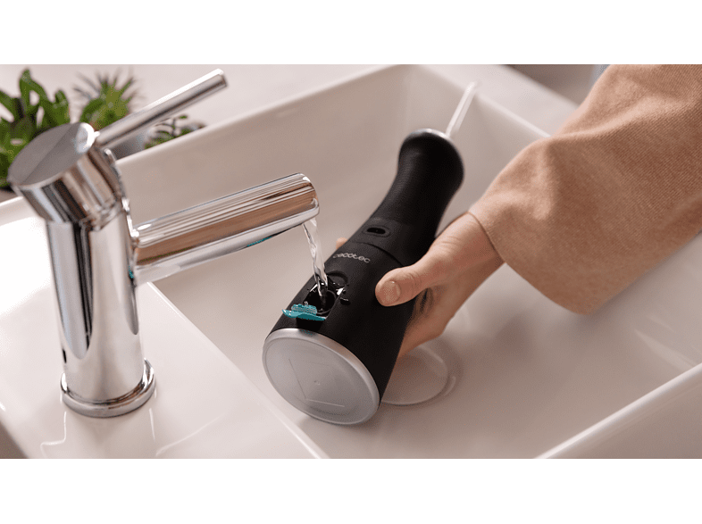 Irrigador - Cecotec Bamba ToothCare 1100 Jet Liberty, 6 Boquillas, 8 Ajustes de presión, 10-115 psi, Negro