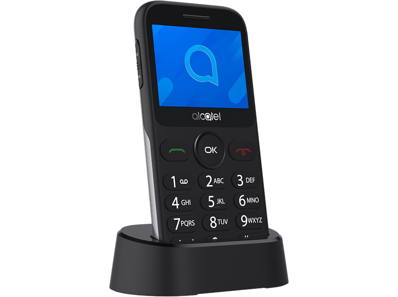 Móvil - Alcatel 2020, Para mayores, Plata metálico, 16 MB ROM, 4MB RAM, 2.4 QVGA, MTK6261A, 970 mAh, Nucleus