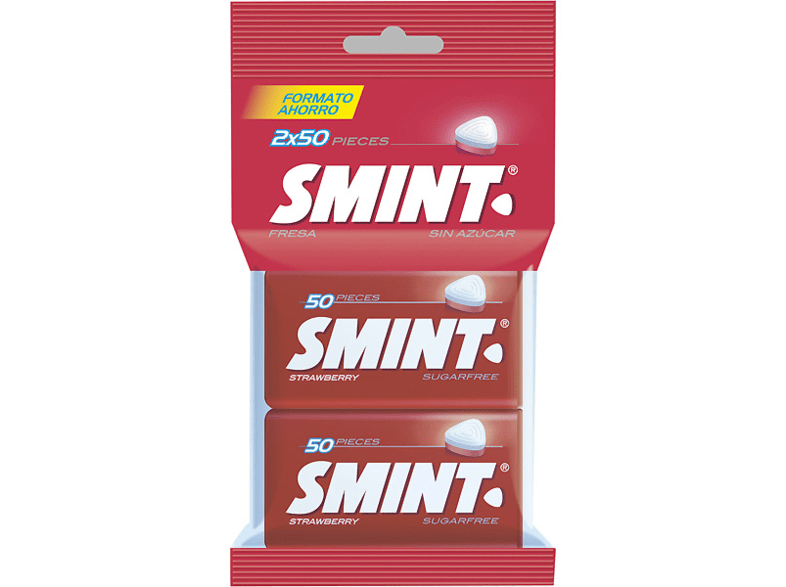 Caramelos - Smint Twinpack, Sabor Fresa, Sin gluten, Sin Azúcar, 2x50 unidades, 70g