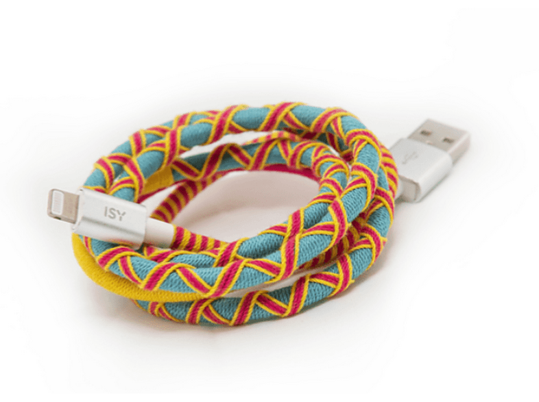 Cable USB - ISY IUC-4100-RG-L Lightning, 1 m, USB-A, Multicolor