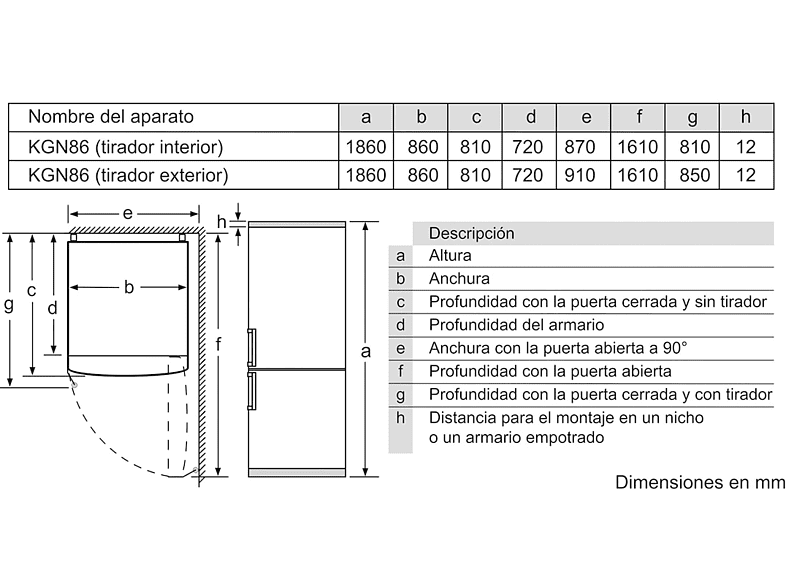 Frigorífico combi - Bosch KGN86VIEA, No Frost, Modo Eco, 186 cm, Acero inox