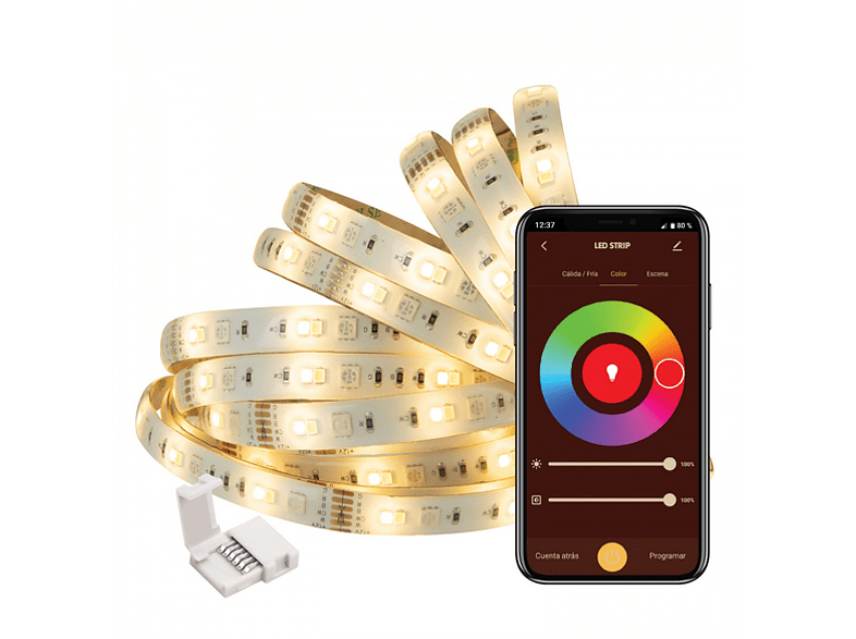 Luces LED - muvit MIOLST002, RGB + Blancos CCT, Wi-Fi, Google Home, Amazon Alexa, Blanco