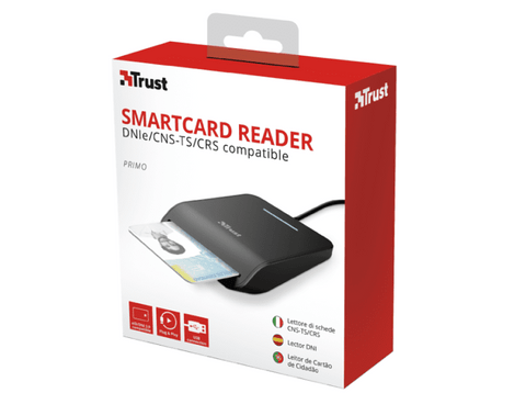 Lector de tarjetas - Trust 23890 Primo Smart Card Reader, Para DNI, Negro