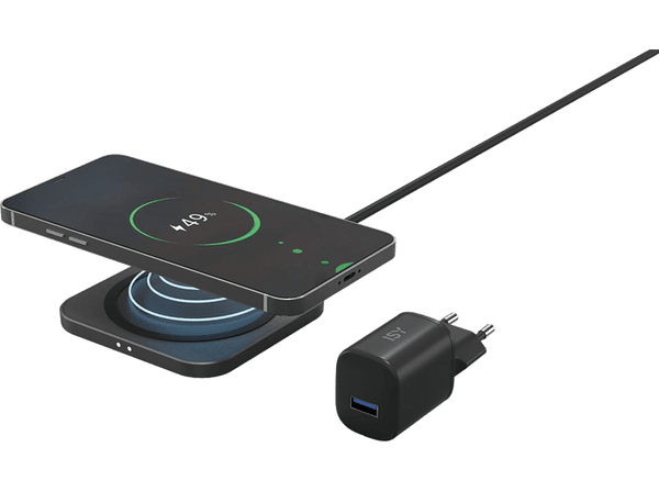 Cargador inalámbrico - ISY IWQ-2015 15W, Universal, Carga rápida, Negro